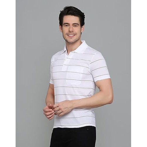 Inkkr Striped Men Polo Neck T-Shirt Combo (Maroon,Teel,Lgreen) L