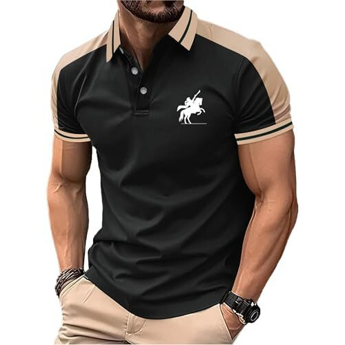 Jc Jump Cuts Men's Beige Cotton Blend Polo Shirt - Slim Fit, Short Sleeve, Large, Regular Fit, Adult, All Seasons