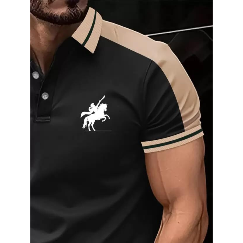Jc Jump Cuts Men's Beige Cotton Blend Polo Shirt - Slim Fit, Short Sleeve, Large, Regular Fit, Adult, All Seasons
