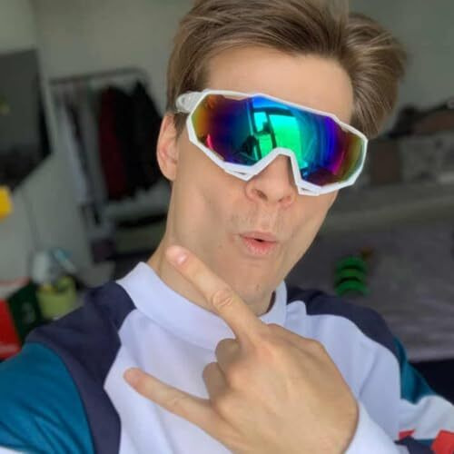 Anti-Fog Wraparound Uv Mirrored Sports Sunglasses For Men Stylish Cricket Cycling Riding Driving Running Strong Build Ultimate Performance Full Protection Anti Glare Goggles (Large) (Black Mercury)