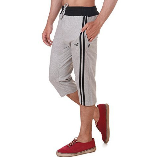 Vego Mens Cotton Three By Fourth, 3/4, Capri, Three Quarter Grey Regular