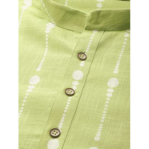 See Designs Men's Cotton Regular Regular Fit Kurta (15049824_Lime Green_M)