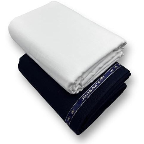 Jhabak's 100% Pure Cotton Premium Shirt And Trouser Fabric - 100% Pure Cotton Material - 1.60M Shirt Cloth - 1.30M Pant Piece (White)