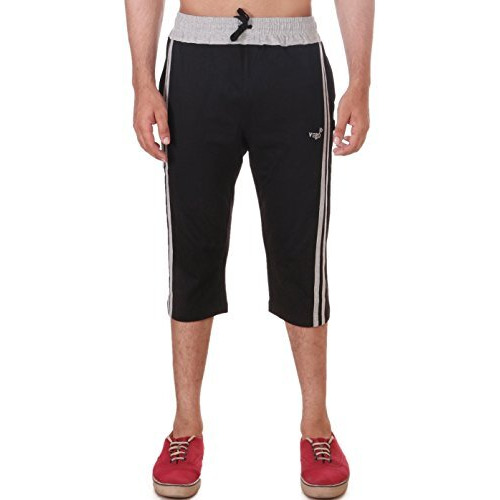 Vego Mens Cotton Three By Fourth, 3/4, Capri, Three Quarter Black