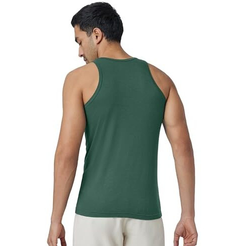 Xyxx Men Cotton Modal Vest, Regular Fit, Solid, Pack Of 1, Xyvest02L, Forest Green, L