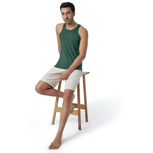 Xyxx Men Cotton Modal Vest, Regular Fit, Solid, Pack Of 1, Xyvest02L, Forest Green, L