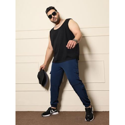 Bigbanana Plus Size Men's Regular Fit Solid Innerwear Vest (Monash-10,Black,5Xl)