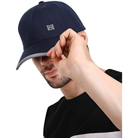Teknik Prima-Twill Cotton Baseball Reflective Cap Summer Sun Protection D-Loop Adjustable Strap Wide Pre-Curved Visor Mens Man Stylish Sports Caps For Men Women Boys Girls Unisex, (Cobalt Blue)