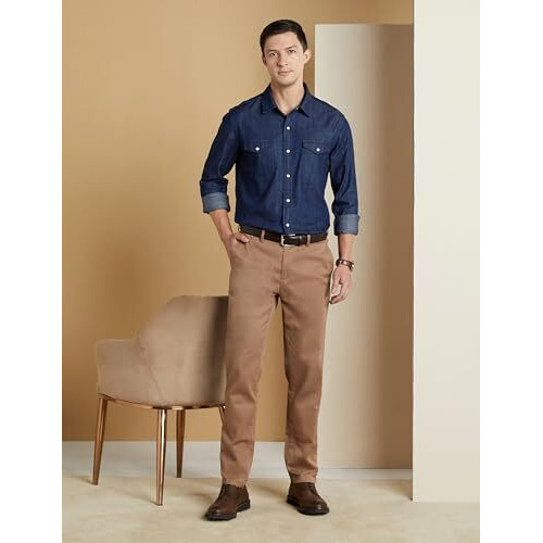 Symbol Premium Men's Casual Cotton Denim Shirt (Regular Fit) (Dark Rinse_Xl)