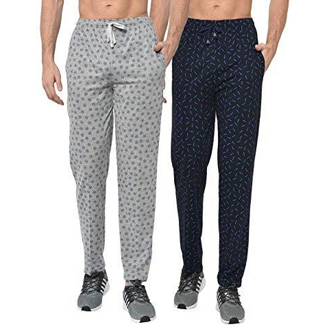Vimal Jonney Multicolor Cotton Blend Casual Pyjamas For Men(Pack Of 2)-D1_Prt_4Mlg_3Nvy_0002-Large