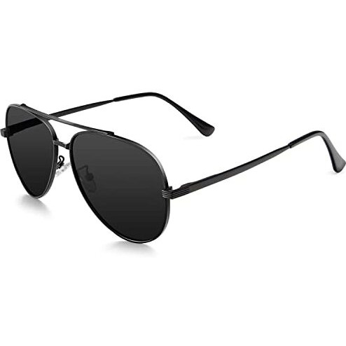 Nssiw Aviator Sunglasses For Men And Women, Polarized Sun Glasses, Classic Pilot Sunglasses With Metal Frame And Uv Protection (01 Black/Grey_Medium)