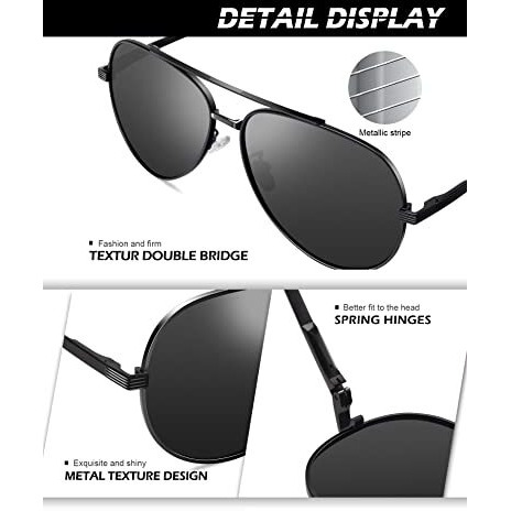 Nssiw Aviator Sunglasses For Men And Women, Polarized Sun Glasses, Classic Pilot Sunglasses With Metal Frame And Uv Protection (01 Black/Grey_Medium)