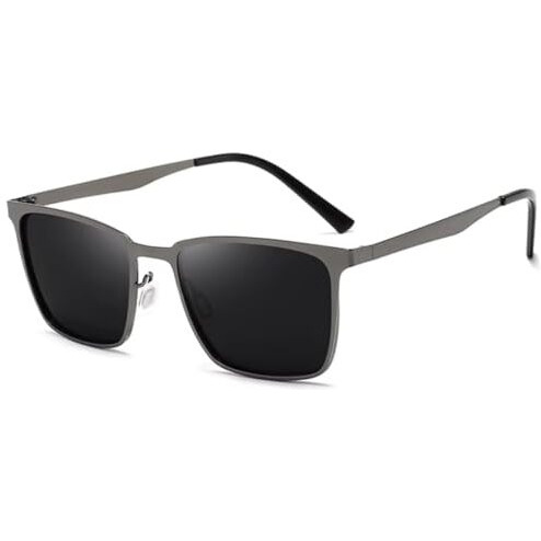 Huvora Polarized Wayfarer Sunglasses For Men Women Sports Lightweight Alloy Frame Uv400 Protection Stylish Square Retro Driving Fashion Riding Party Beach Goggles (Gun Grey Black)