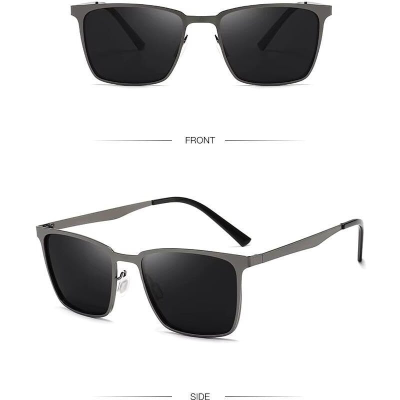 Huvora Polarized Wayfarer Sunglasses For Men Women Sports Lightweight Alloy Frame Uv400 Protection Stylish Square Retro Driving Fashion Riding Party Beach Goggles (Gun Grey Black)