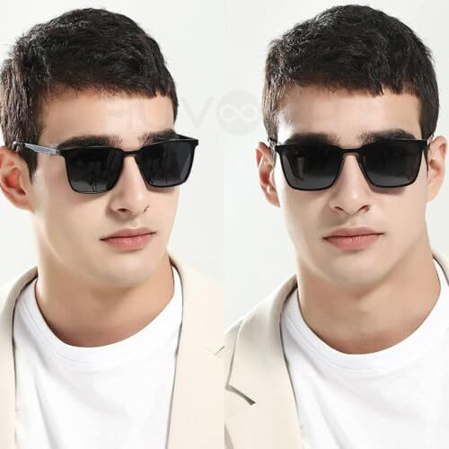 Huvora Polarized Wayfarer Sunglasses For Men Women Sports Lightweight Alloy Frame Uv400 Protection Stylish Square Retro Driving Fashion Riding Party Beach Goggles (Gun Grey Black)