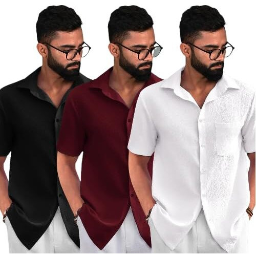 Pinkmint Popcorn Regular Fit Half Sleeve Shirt For Men Combo Casual Shirt Ll Sumeer Wear