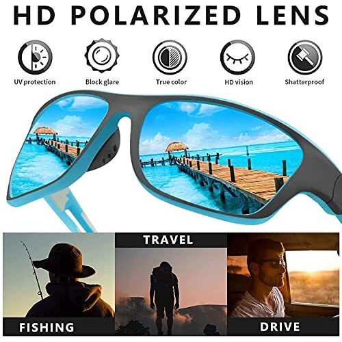 Black Jones Sports Polarized Men Square Sunglasses Sky Pack Of 1