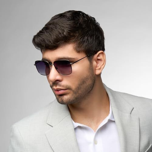 John Jacobs | Uv Protection Sunglasses For Men & Women | Gunmetal Grey Gradient Full Rim Square Medium (Size-55) Jj S12961-C1-Pack Of 1