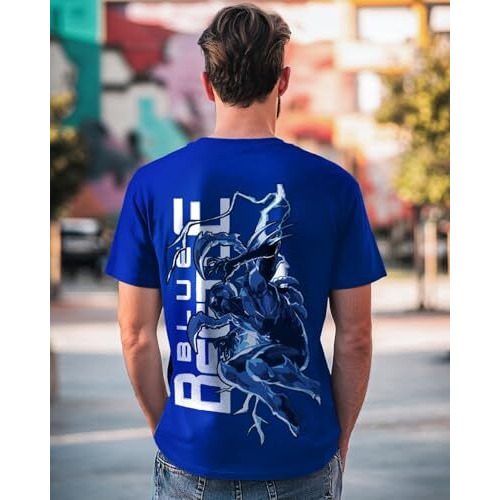 Bewakoof Official Dc Merchandise Men's Graphic Print Regular Fit Half Sleeve Round Neck Cotton T-Shirt_589373_Blue_Xl
