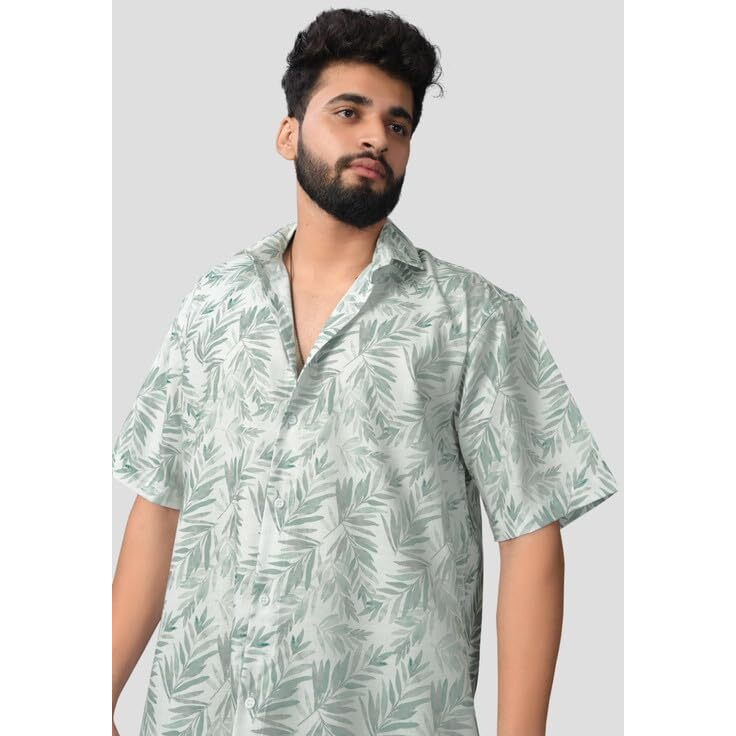 Brown Culture Shirt For Men, Solid Half Sleeves Shirt, Wrinkle Free Mens Shirts, Cotton Printed Shirts, Regular Fit Stylish Mens Shirt, Casual Shirts For Men (Size M) (Color L-Green)