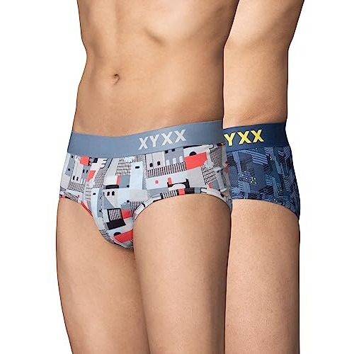 Xyxx Men's Modal Printed (Pack Of 2) R63_Brief_01_2_3_Skyline Cityscape Blue_Xl
