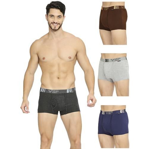 Vip Men's Cotton Trunks Solid (Pack Of 4) Po4_Brandoplain_95_Darknavyblue_Blue_38In