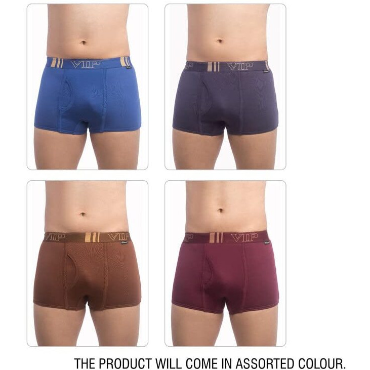 Vip Men's Cotton Trunks Solid (Pack Of 4) Po4_Brandoplain_95_Darknavyblue_Blue_38In