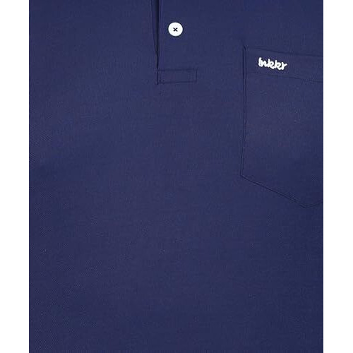 Inkkr Plus Size Men's Solid Polo Neck Full Sleeve Navy T-Shirts (Size-6Xl)