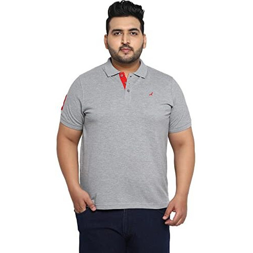 American Crew Men's Polo Collar Grey Melange Regular Fit T-Shirt - 3Xl (Ac3015-3Xl)