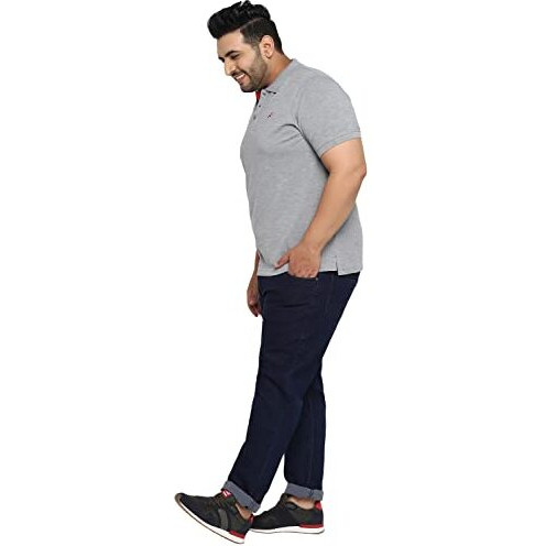 American Crew Men's Polo Collar Grey Melange Regular Fit T-Shirt - 3Xl (Ac3015-3Xl)