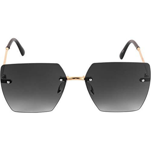 Aislin Unisex Adult Butterfly Non-Polarized Sunglasses (Gold & Black Frame, Black Lens) (Medium) - Pack Of 1