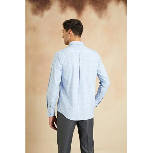 Symbol Premium Men's Stylish Checkered Buttondown Casual Shirt - Regular Fit | Plain | Full Sleeve | Cotton Semi Formal Wear (Available In Plus Size) (Sky Blue_2Xl)
