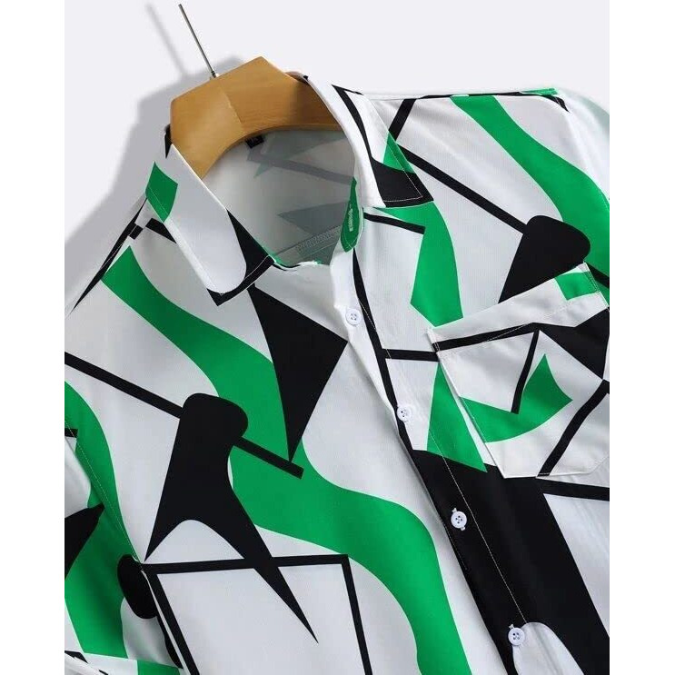 Lookmark Mens Slim Fit Printed Shirt Allan M Green