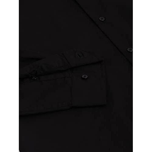 Dennis Lingo Men's Solid Casual Full Sleeves Slim Fit Black Cotton Shirt-C201_2