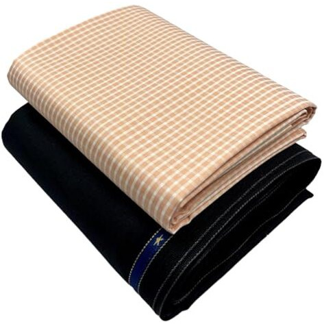 Jhabak's Unstitched Polyester Checkered Shirt & Trouser Fabric - 2.25 Mtr Shirt Cloth - 1.20 Mtr Pant Piece (Big Orange)