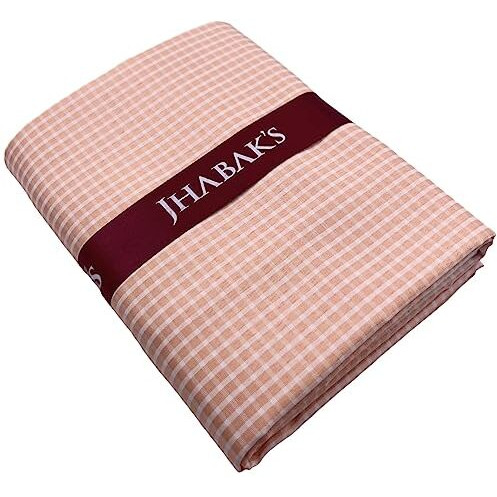 Jhabak's Unstitched Polyester Checkered Shirt & Trouser Fabric - 2.25 Mtr Shirt Cloth - 1.20 Mtr Pant Piece (Big Orange)