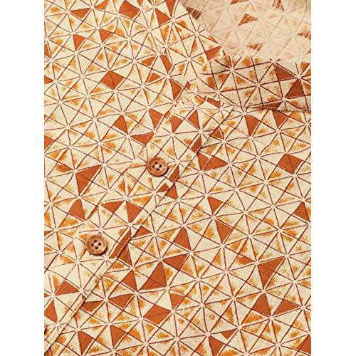 See Designs Men's Cotton Regular Fit Printed Straight Kurta [Cream_Xxl]