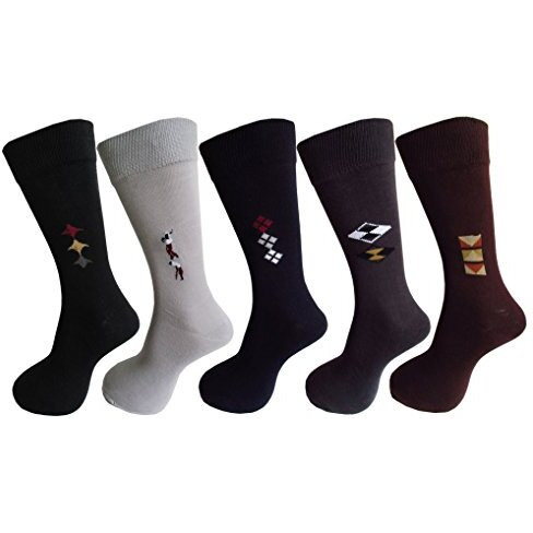 Rc. Royal Class Men's Cotton Calf Length Formal Socks (Multicolour, Free Size) -Pack Of 5 Pairs