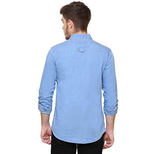 Kuons Avenue Men's Icewash Denim Casual Shirt | Denim Shirts For Men Full Sleeves (Kaclfs1170N-Xxl_Icewash_Xx-Large)