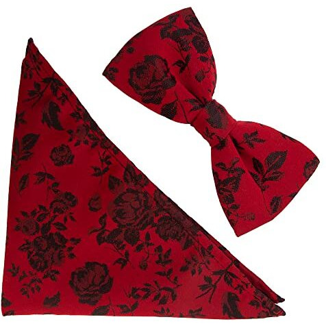 Vibhavari Men's Red Microfiber Bow Tie & Pocket Square