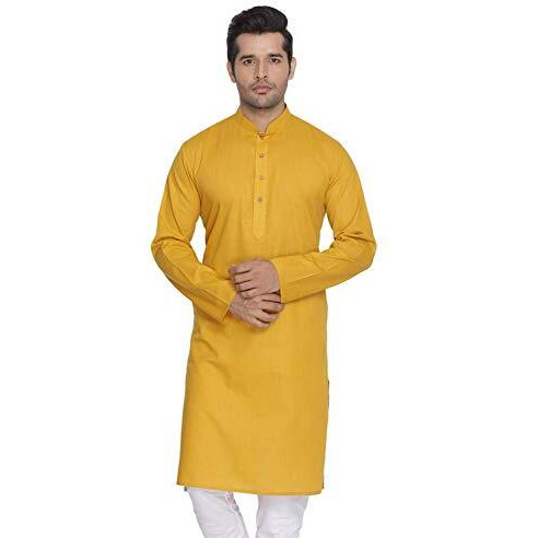 Vastramay Mens Cotton Linen Mustard Kurta - Timeless Elegance For Festivals & Events | Plain Solid Full Sleeves Mandarin Collar | Classic Design, Premium Comfort, And Versatile Style_Vasmk007Md-40