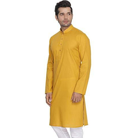 Vastramay Mens Cotton Linen Mustard Kurta - Timeless Elegance For Festivals & Events | Plain Solid Full Sleeves Mandarin Collar | Classic Design, Premium Comfort, And Versatile Style_Vasmk007Md-40