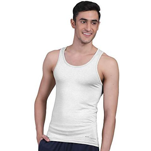 Freecultr Vest For Men | Bamboo Sleeveless, Super Soft Round Neck Gym Comfort Vest | Workout Regular Fit Innerwear | Breathable Sando With Long Hemline - Xl Pack Of 2-Beach Sand,White