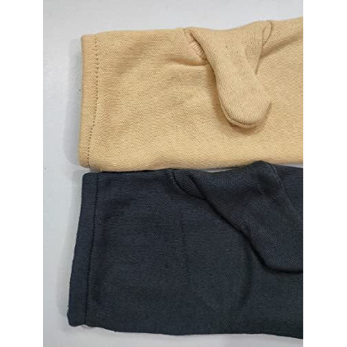 Digital Shopee Cotton Double Layer Hand Gloves For Driving And Hiking, Protection From Sun And Dust Reusable & Washable - Free Size, Black & Skin Color (Combo Pack Of 2)