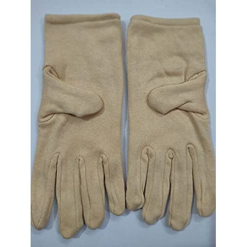 Digital Shopee Cotton Double Layer Hand Gloves For Driving And Hiking, Protection From Sun And Dust Reusable & Washable - Free Size, Black & Skin Color (Combo Pack Of 2)