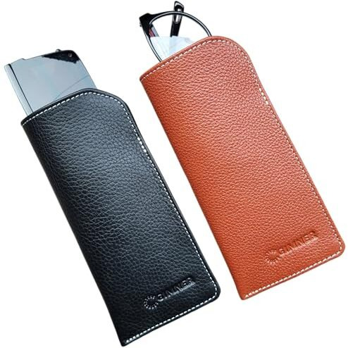 Gimner Genuine Leather Spectacles Case Pouch | Leather Sunglasses Case | Eyeglass Protecter | Classic Travel Glasses Case For Men & Women [ 17 Cm X 8 Cm ] (Brown And Black)