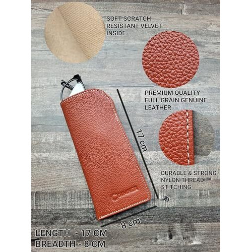 Gimner Genuine Leather Spectacles Case Pouch | Leather Sunglasses Case | Eyeglass Protecter | Classic Travel Glasses Case For Men & Women [ 17 Cm X 8 Cm ] (Brown And Black)