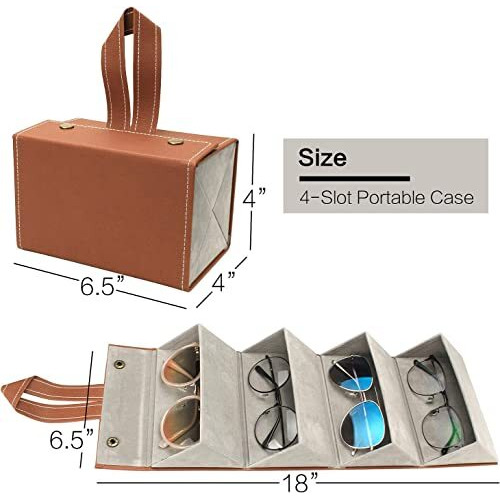 Jd Fresh Sunglass Organizer/Foldable Spectacles Case/4 Slots Travel Googles Organizer Box/Eyeglasses Display Container Box/Hanging Eyewear Holder For Men And Women - (Brown)