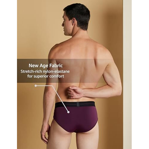 Symbol Premium Men's Microfiber Blend Ultra-Soft Stretch Briefs | Underwear (Available In Combo Packs) (Black & Wine_M)