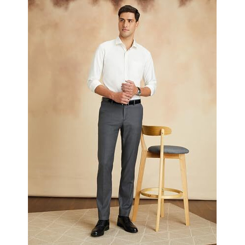 Symbol Premium Men's Mid Rise Slim Fit Formal Pants (Charcoal Grey_36)